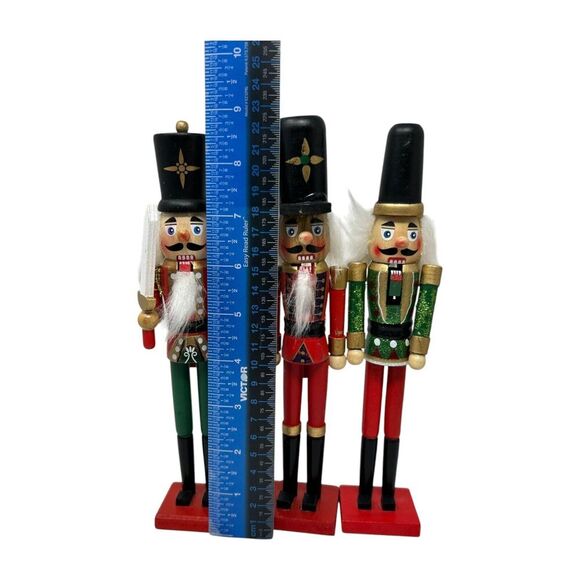 Set Of 6 Wooden Nutcracker Figurines 9" Tall Christmas Decor Festive Soldiers - Picture 14 of 15